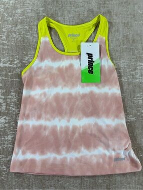 Prince Pink Tie-Dye Tank with Neon Yellow Trim